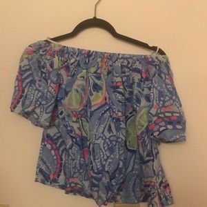 Lilly Pulitzer off the shoulder crop top